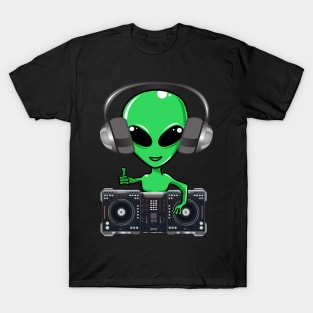 funny green dj alien T-Shirt